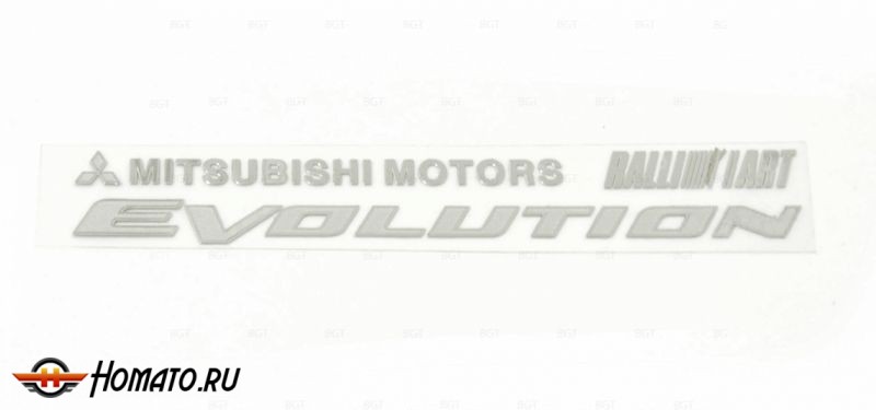 Шильд "Evolution" Для Mitsubishi, Самоклеящийся. Цвет: Хром. 1 шт. «90x13»