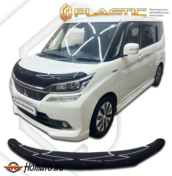 Дефлектор капота Mitsubishi Delica D:2 комплектация Custom 2015-2018 (DAA-MB36S, DAA-MB46S) | черный