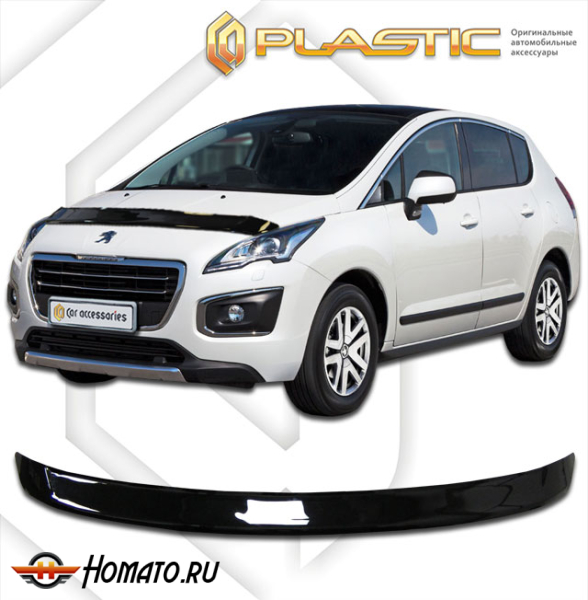 Дефлектор капота Peugeot 3008 2014-2017 | черный