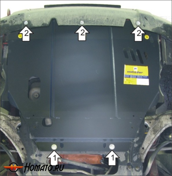 Защита картера Citroen Berlingo 2002-2008 | двигатель + КПП, 2 мм, сталь | MOTODOR | 01603