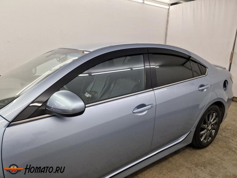 Дефлекторы Мазда 6 GH 2007-2012 седан | из 6 частей, премиум, плоские, 2D