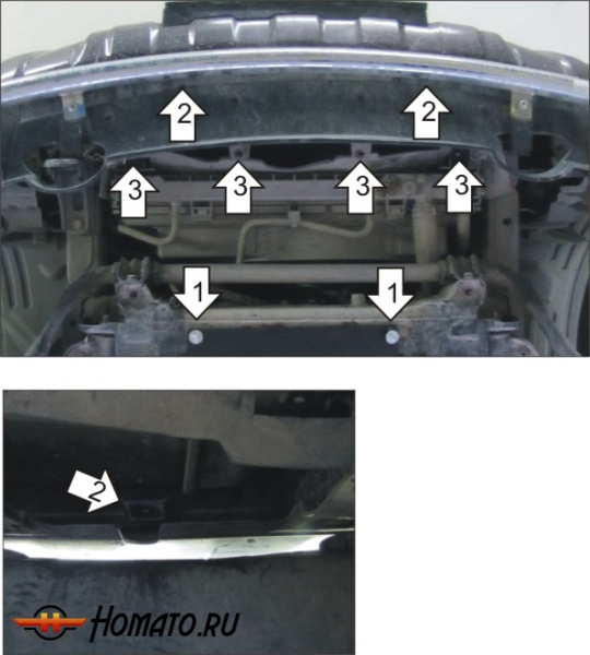 Защита картера Nissan Pathfinder 2010-2014 | радиатор, 2 мм, сталь | MOTODOR | 01448