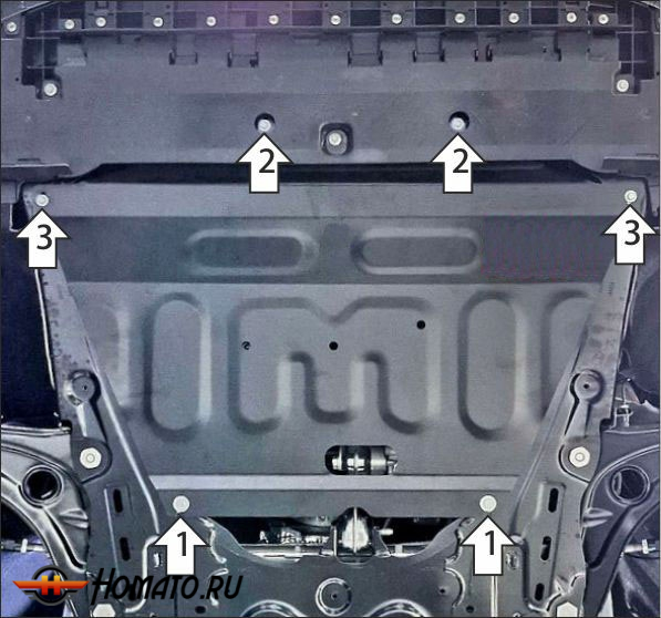 Защита картера Лада Искра | двигатель + КПП, 2 мм, сталь | Motodor | 72105