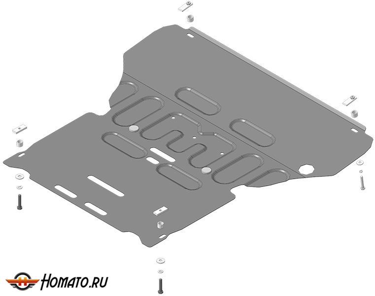 Защита картера Audi A4 2007-2011 | двигатель + КПП, 2 мм, сталь | MOTODOR | 70104