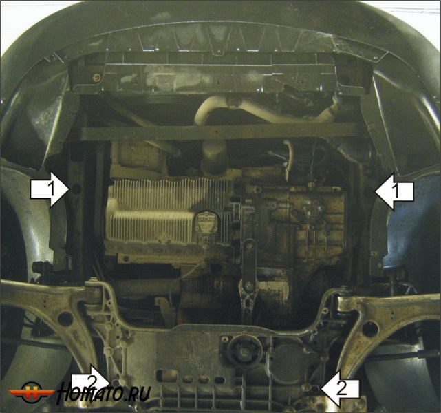 Защита картера Volkswagen Touran 2010-2015 | двигатель + КПП, 2 мм, сталь | MOTODOR | 72302