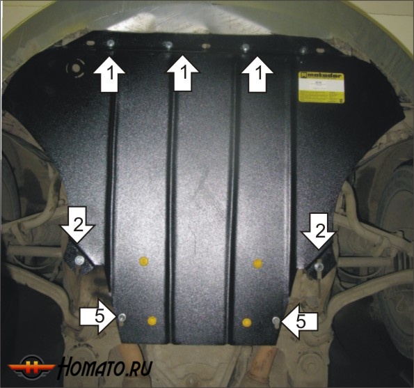 Защита картера Audi A8 2005-2009 | двигатель + КПП, 2 мм, сталь | MOTODOR | 00134