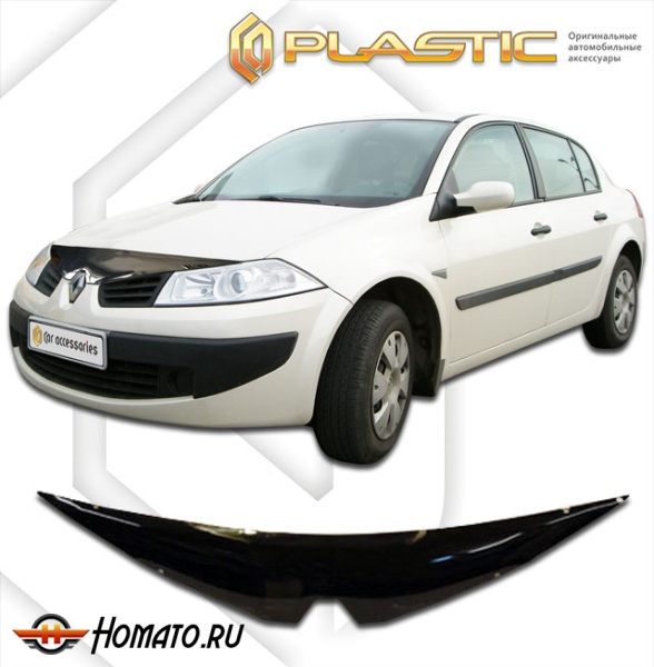 Дефлектор капота Renault Megane 2 седан / универсал 2006-2009 | черный