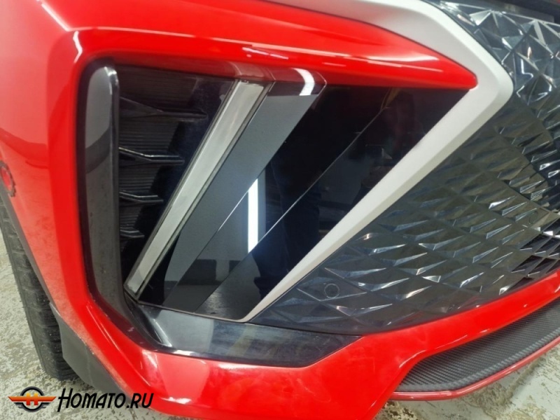 Накладки на передний бампер для Geely Coolray 2024+ рестайл | 7 штук, декор