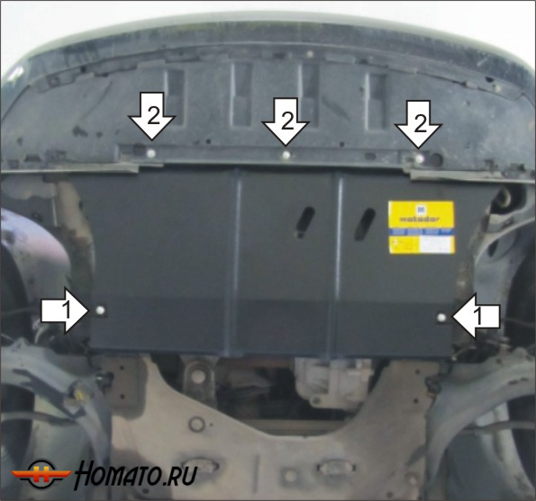 Защита картера Renault Megane II 2002-2009 | двигатель + КПП, 2 мм, сталь | MOTODOR | 71710
