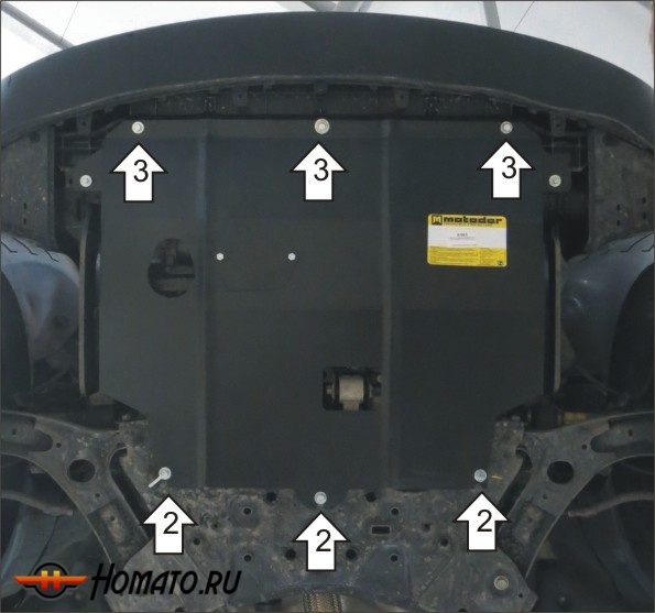Защита картера KIA Soul 2014-2019 | двигатель + КПП, 2 мм, сталь | MOTODOR | 71033