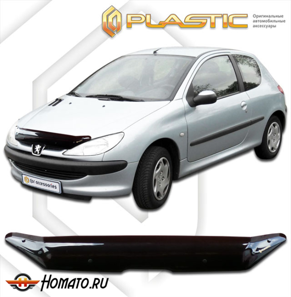 Дефлектор капота Peugeot 206 хэтчбек 2003-2009 (2A/C) | черный