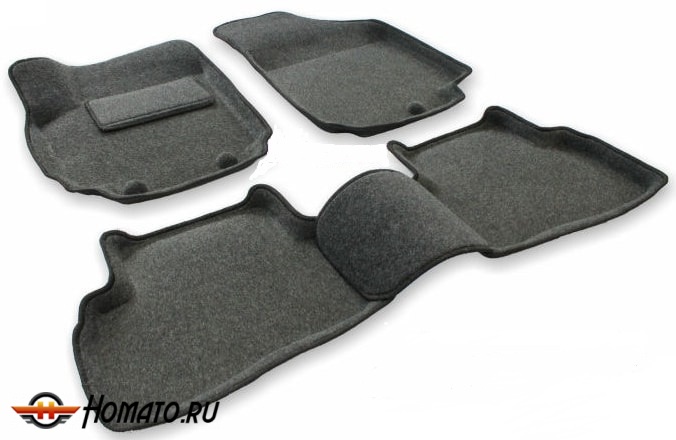 Коврики 3D с бортами Toyota Highlander 2014-2020 (7 мест) | темно-серые, ворсовые