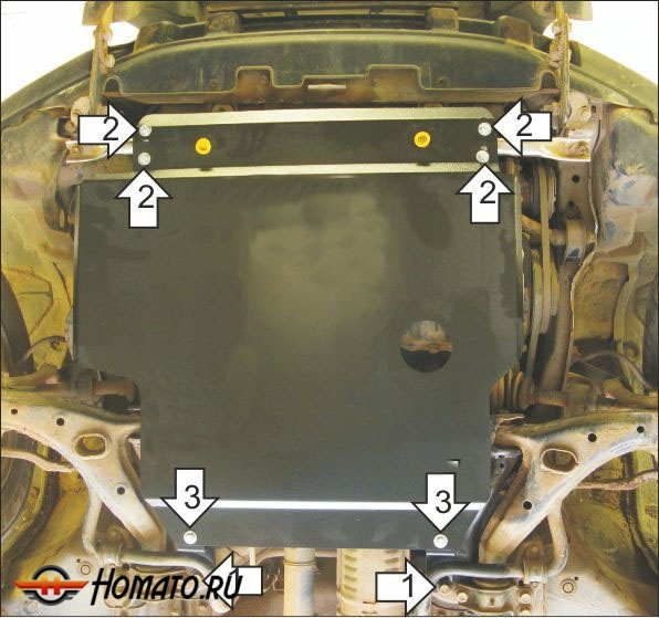 Защита картера Honda CR-V I 1997-2002 | двигатель + КПП, 2 мм, сталь | MOTODOR | 70808