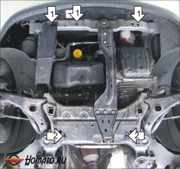 Защита картера Dodge Grand Caravan 2007-2010 | двигатель + КПП, 2 мм, сталь | MOTODOR | 00310