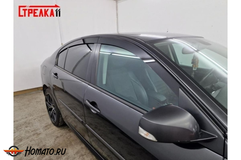 Дефлекторы Renault Laguna 3 2007-2015 лифтбек | из 4 частей, премиум, плоские, 2D