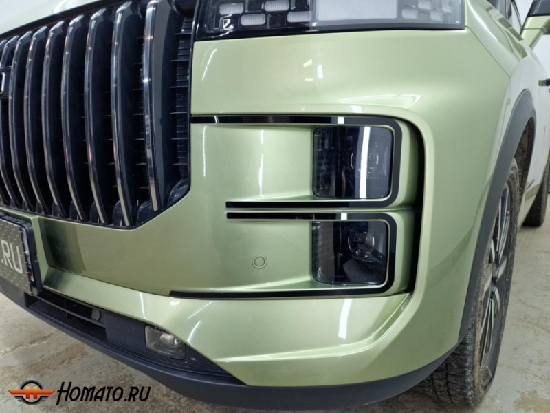 Накладки на передний бампер для Jaecoo J7 2023+ дорестайл | 4 штуки, декор