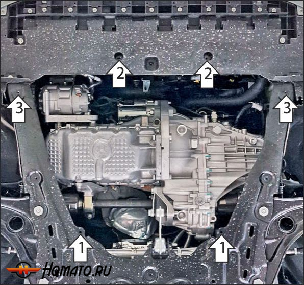 Защита картера Лада Искра | двигатель + КПП, 1.5 мм, сталь | АвтоСтандарт | 52101