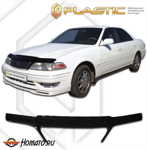 Дефлектор капота Toyota Mark-2 1996-2000 (X100-X105) | exclusive, черный