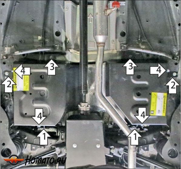 Защита картера Haval H3 2024- | топливный бак, 2 мм, сталь | MOTODOR | 73109