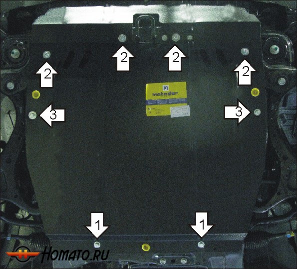 Защита картера Hyundai Santa Fé II 2006-2009 | двигатель + КПП, 1,5 мм, сталь | АвтоСтандарт | 50917