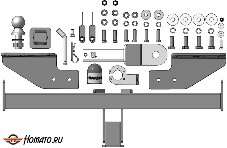 Фаркоп Haval H3 2024- | шар E - быстросъемный под квадрат, нагрузка 50/1200 | MOTODOR | 93117-E
