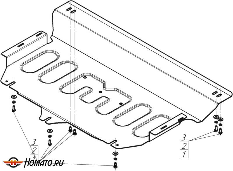 Защита картера Volkswagen Teramont 2018-2024 | двигатель + КПП, 2 мм, сталь | MOTODOR | 72703