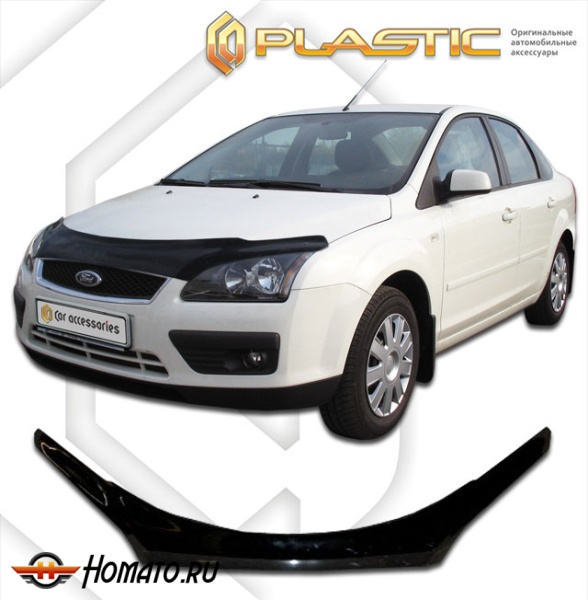 Дефлектор капота Ford Focus 2 седан-хэтчбэк 2005-2008 | exclusive, черный
