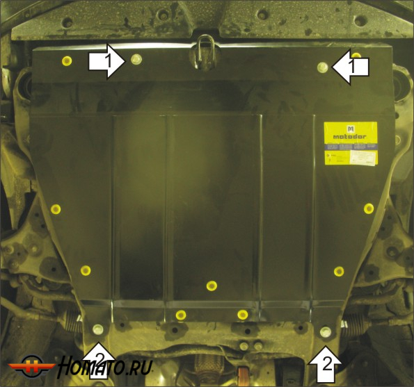 Защита картера Hyundai Sonata NF 2008-2010 | двигатель + КПП, 2 мм, сталь | MOTODOR | 00913