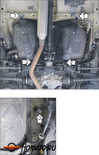 Защита картера Suzuki Grand Vitara 2008-2012 | топливный бак, 3 мм, сталь | MOTODOR | 12403