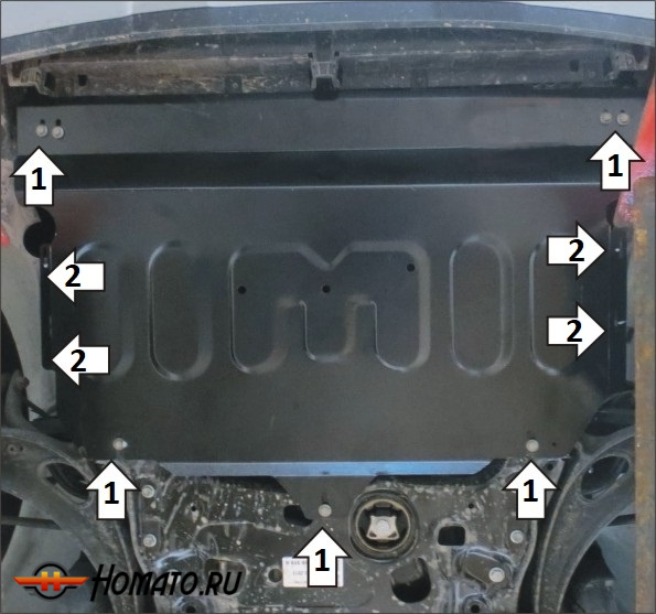 Защита картера Volkswagen Teramont 2018-2024 | двигатель + КПП, 2 мм, сталь | MOTODOR | 72703