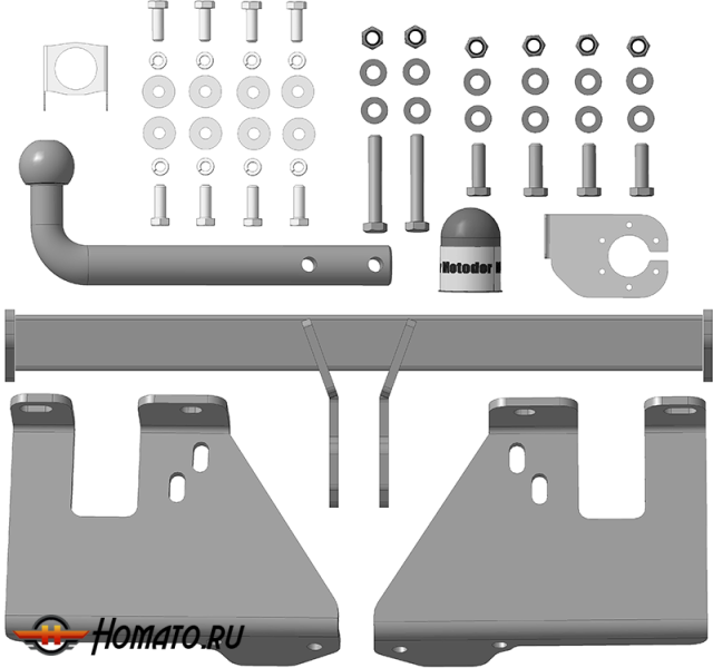Фаркоп Hyundai Tucson 2004-2010 | шар A - оцинкованный, нагрузка 75/1200 | MOTODOR | 90901-A