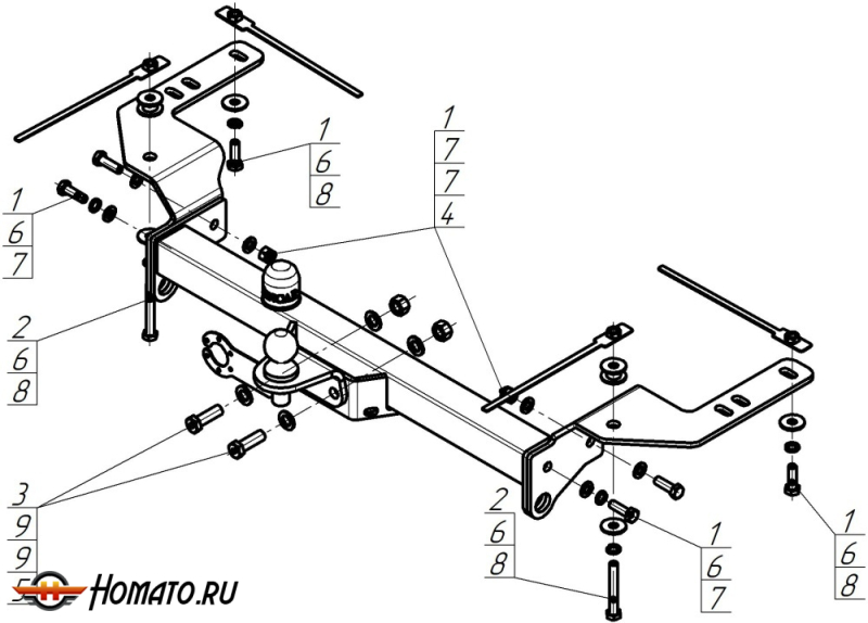 Фаркоп Lexus LX 570 2012-2015 | шар FE - оцинкованный, нагрузка 120/2000 | ZincaR | ZT101FE