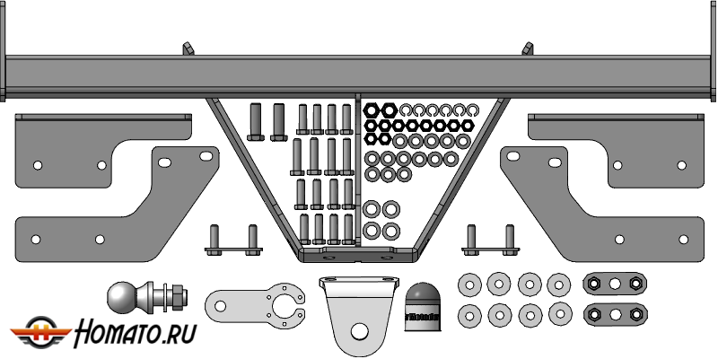 Фаркоп Sollers ST6 2023- | шар FE - оцинкованный, нагрузка 120/2900 | MOTODOR | 92507-FE