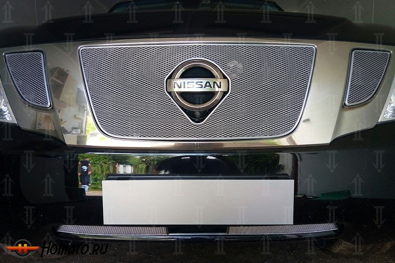 Защита радиатора для Nissan Patrol Y62 (2010-2013) дорестайл | Премиум