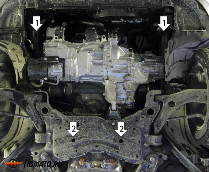 Защита картера Mazda 3 2003-2009 | двигатель + КПП, 2 мм, сталь | MOTODOR | 71123