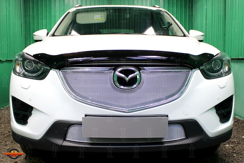 Защита радиатора для Mazda CX-5 (2015-2017) рестайл | Премиум