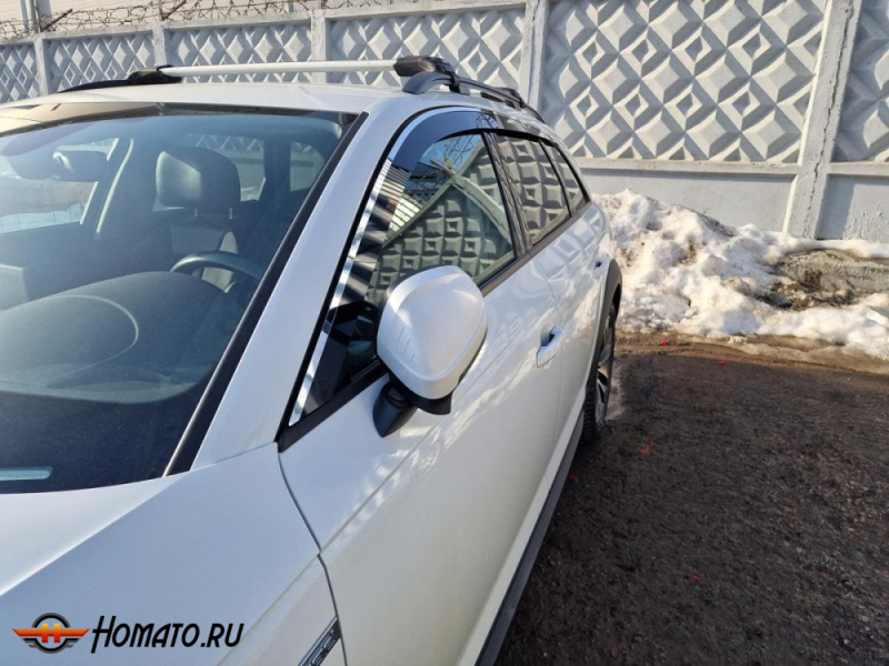 Дефлекторы Audi A4 (B9) 2015+ универсал / Allroad | с хром молдингом, из 6 частей, премиум, плоские, 2D
