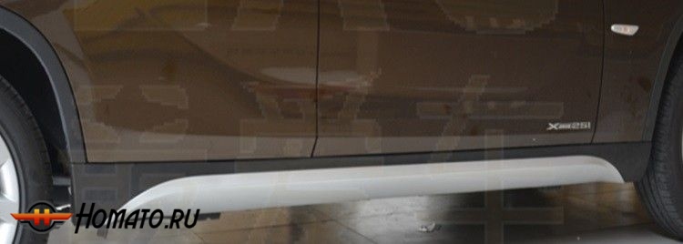 Боковые накладки на штатные дверные пороги для BMW X1 "09-