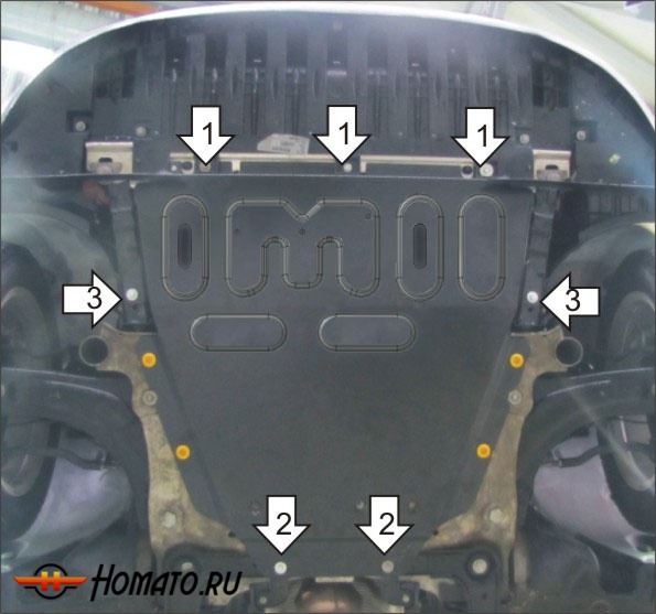 Защита картера Renault Fluence 2010-2012 | двигатель + КПП, 1,5 мм, сталь | АвтоСтандарт | 51721