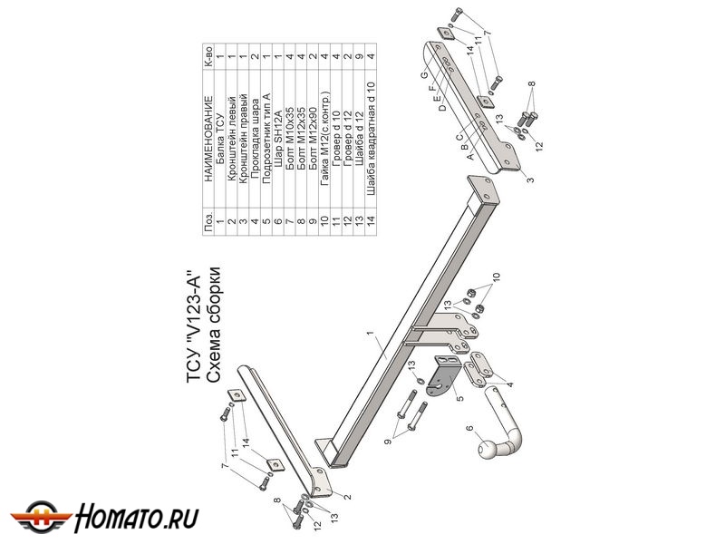 Фаркоп VOLKSWAGEN TIGUAN 1 2007-2016 | шар A | Лидер Плюс | V123-A Фаркоп VOLKSWAGEN TIGUAN 1 2007-2016 | шар A | Лидер Плюс | V123-A