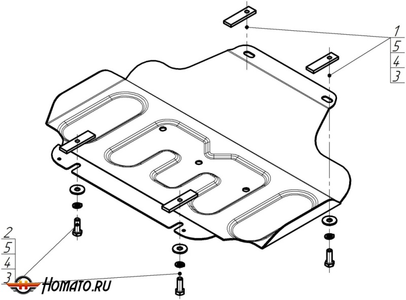 Защита картера Jac T9 2024- | двигатель + передний дифференциал, 2 мм, сталь | MOTODOR | 78316