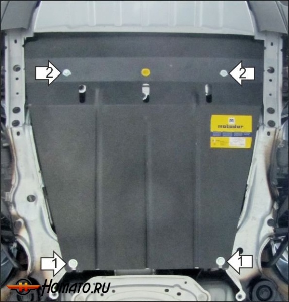 Защита картера Volvo XC90 2002-2015 | двигатель + КПП, 2 мм, сталь | MOTODOR | 72603