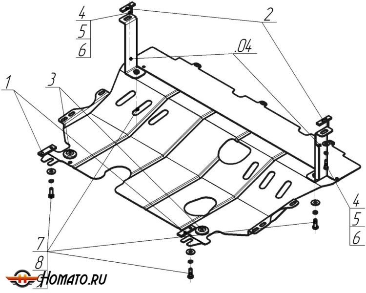 Защита картера Mazda 3 2011-2013 | двигатель + КПП, 2 мм, сталь | MOTODOR | 01126