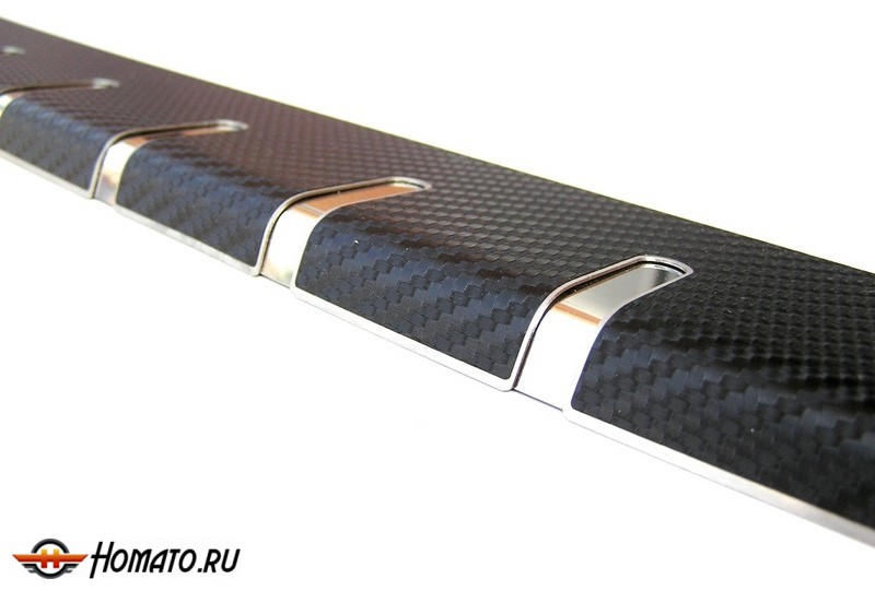 Накладка на задний бампер профилированная с загибом для MERCEDES Viano 2015+ : нержавеющая сталь + карбон