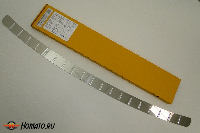 Накладка на задний бампер для Skoda Octavia A5 2004+ (универсал) | нержавейка + силиконовые вставки, без загиба