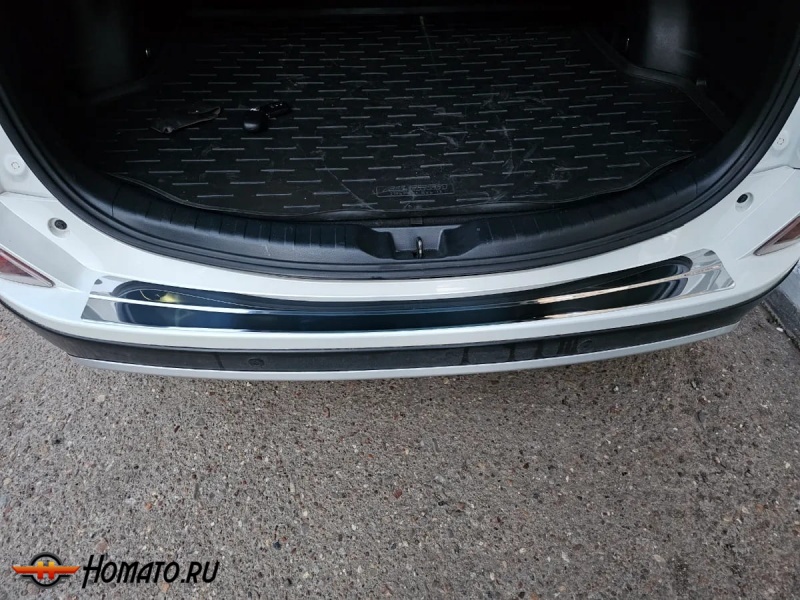 Накладка на задний бампер для Тойота Рав 4 2015-2019 рестайл | зеркальная нержавейка