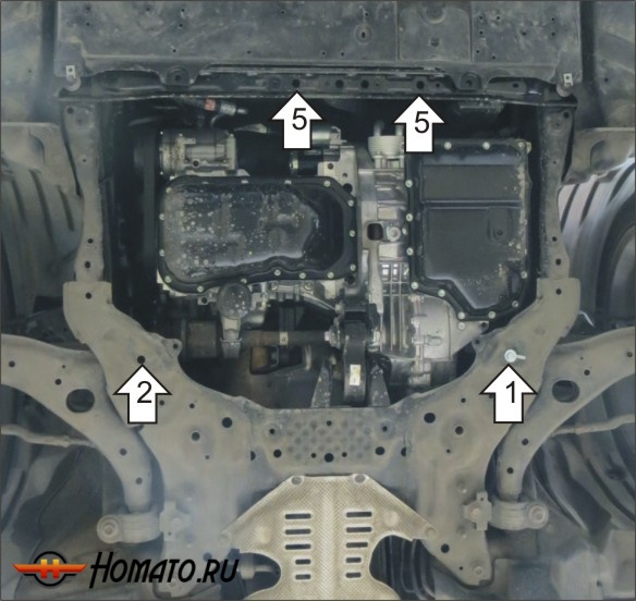 Защита картера Mazda 3 2013-2018 | двигатель + КПП, 2 мм, сталь | MOTODOR | 71101