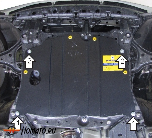 Защита картера Toyota IQ 2009-2016 | двигатель + КПП, 2 мм, сталь | MOTODOR | 02548