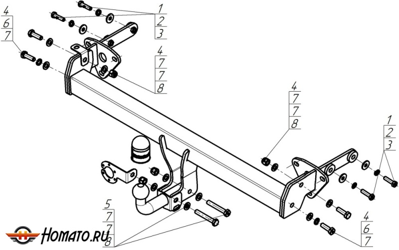 Фаркоп Subaru Outback 2021- | шар A - оцинкованный, нагрузка 100/2000 | MOTODOR | 92204-A