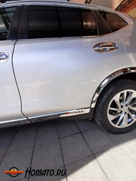 Молдинги на двери для Nissan X-Trail (T32) 2014+/2019+ | нержавейка, 4 части 